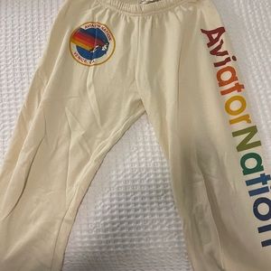 aviator nation cream sweat pants size MEDIUM